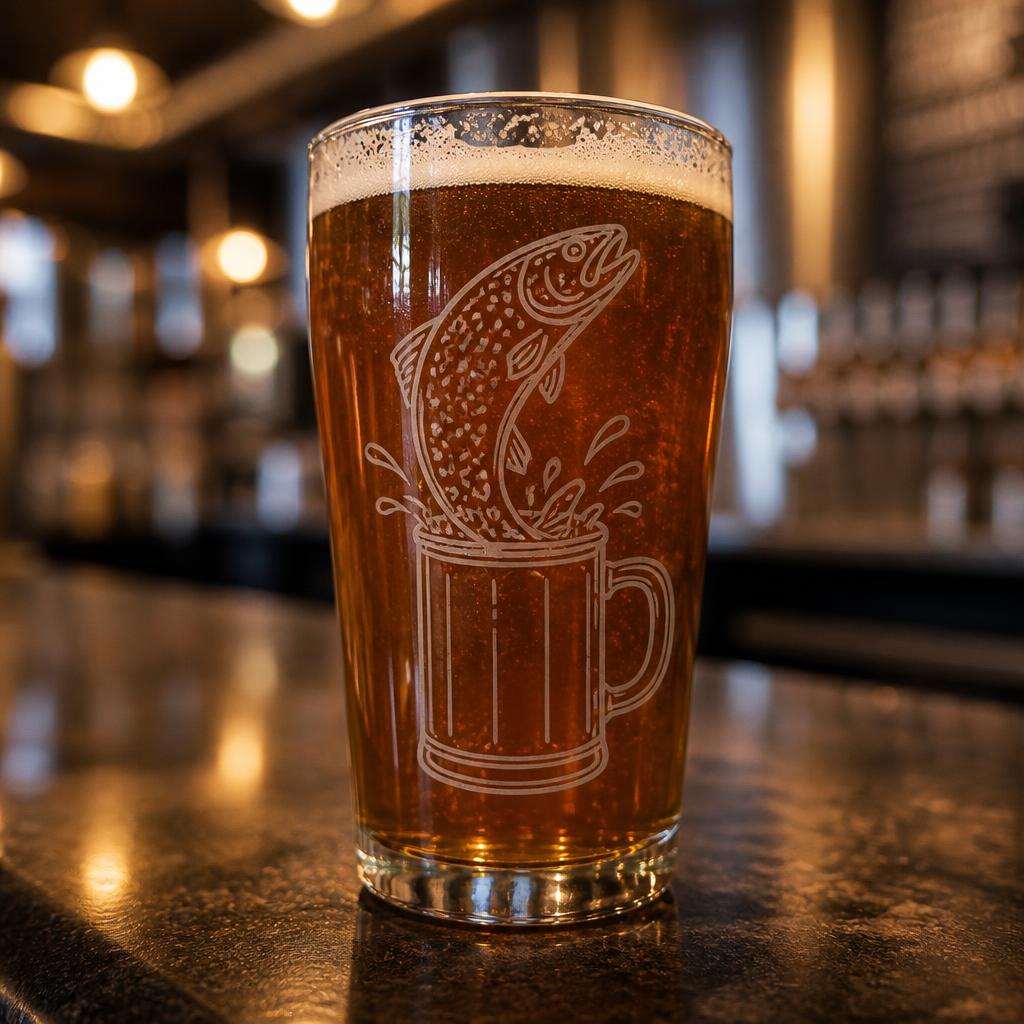 Etched Pint Glass